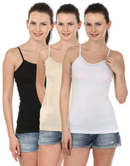 BLAZON Women's Camisole Pack of 3 (Black, Beige, White)