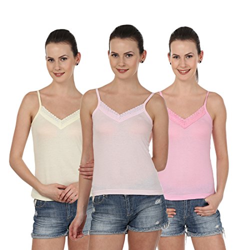 Blazon Women's Camisole Set Of 3 (Dark Pink, Skin, Baby Pink )