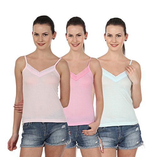 Blazon Women's Camisole Set Of 3 (Baby Pink, Dark Pink, Sea Green )