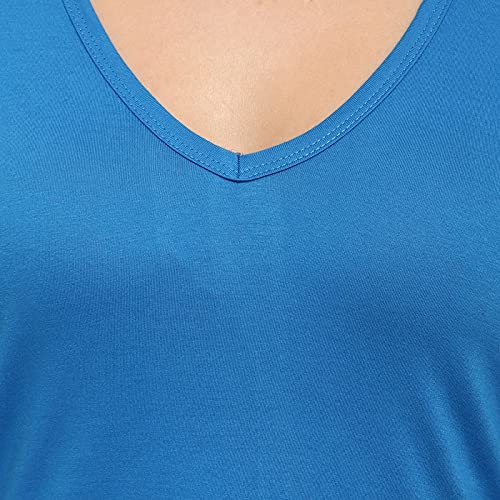 BLAZON Women's Cotton Hosiery Selfie Midi Slip Combo Pack of 2 (Available Sizes: XS, S, M, L, XL, 2XL, 3XL, 4XL, 5XL) - Royal Blue, Turquoise