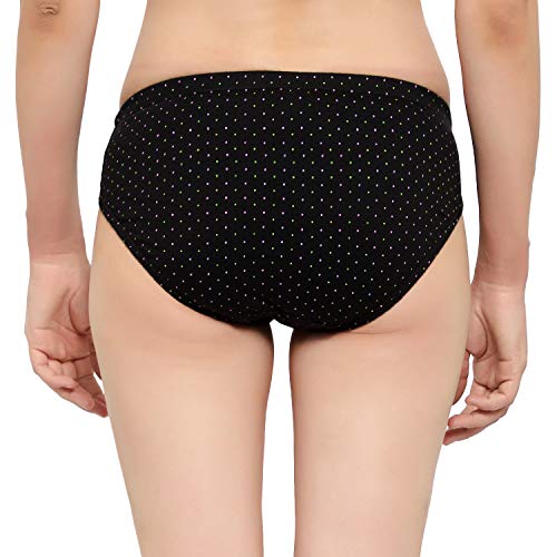 BLAZON Women's Hipster Printed Panty Pack of 3 (Navy Blue, Black, Brown)