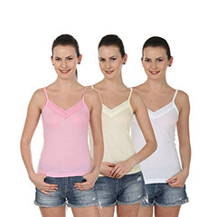 Blazon Women's Camisole Set Of 3 ( White, Skin, Dark Pink )