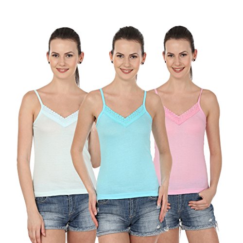 BLAZON Women's Camisole Set of 3 (Dark Pink, Turquoise, Sea Green)