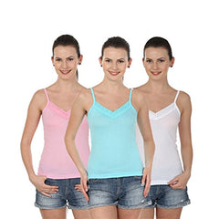 Blazon Women's Camisole Set Of 3 ( White, Skin, Turquoise )