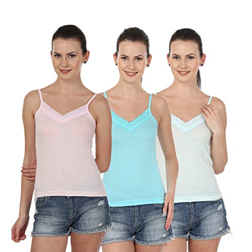 Blazon Women's Camisole Set Of 3 (Baby Pink, Turquoise, Sea Green )