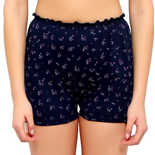 BLAZON Women's Cotton Hoisery Bloomers Floral Print (Pack of 3) (7003 Saroj_1_Dark_03_XS_Black, Brown and Navy Blue_X-Small)