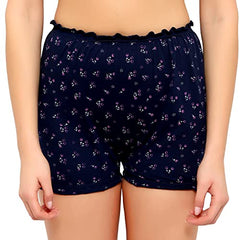 BLAZON Women's Cotton Hoisery Bloomers Floral Print (Pack of 3) (7003 Saroj_1_Dark_03_XS_Black, Brown and Navy Blue_X-Small)