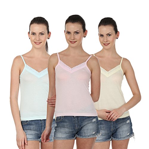 Blazon Women's Camisole Set Of 3 ( Skin, Baby Pink, Sea Green )