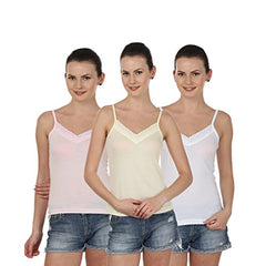 Blazon Women's Camisole Set Of 3 ( White, Skin, Baby Pink )