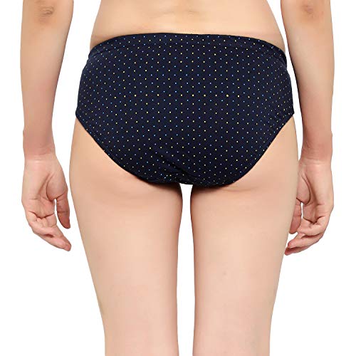 BLAZON Women's Hipster Printed Panty Pack of 3 (Navy Blue, Black, Brown)